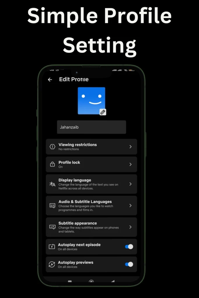 Netflix apk Profile setting